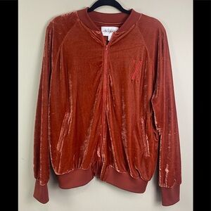Daya by Zendaya Women’s Burnt Orange Velour Jacket Zip Up NWOT Size Small.